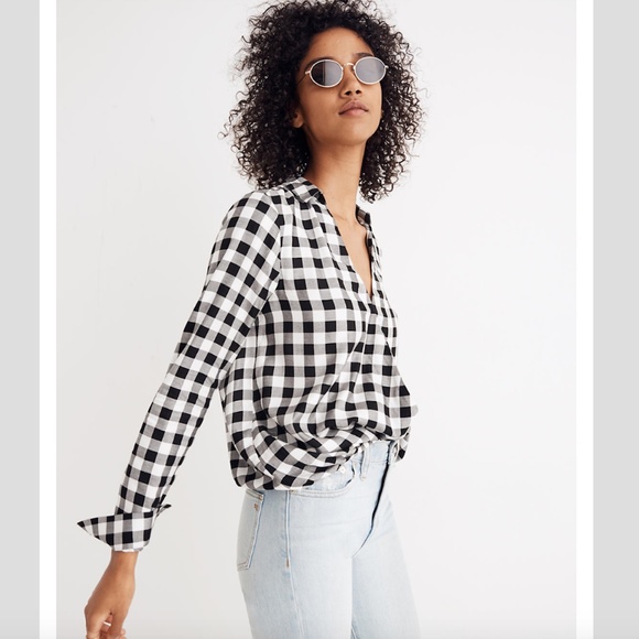 Madewell Tops - Madewell Wrap-Front Shirt in Buffalo Check